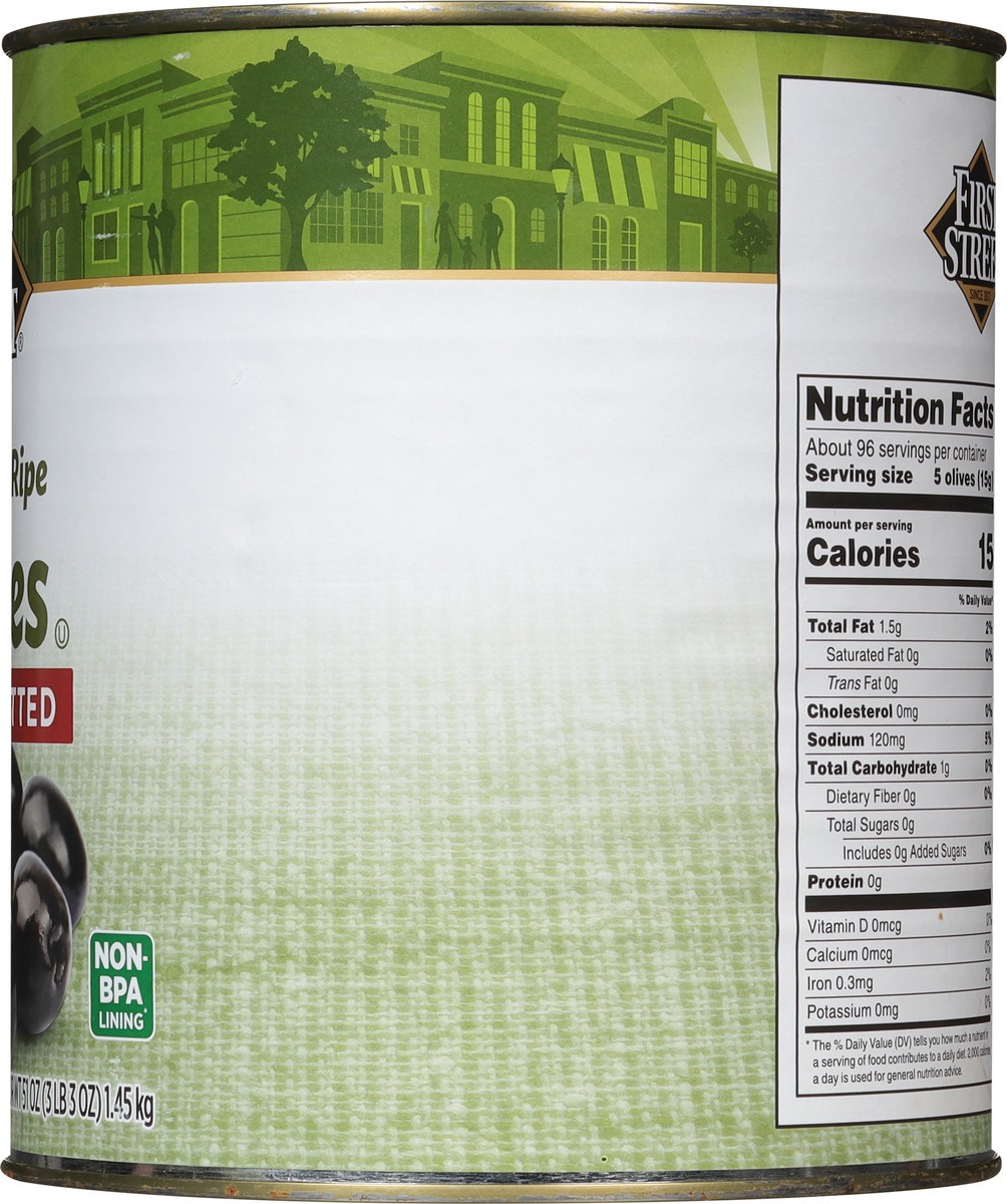 slide 11 of 13, First Street Pitted Ripe Olives Medium, 51 oz