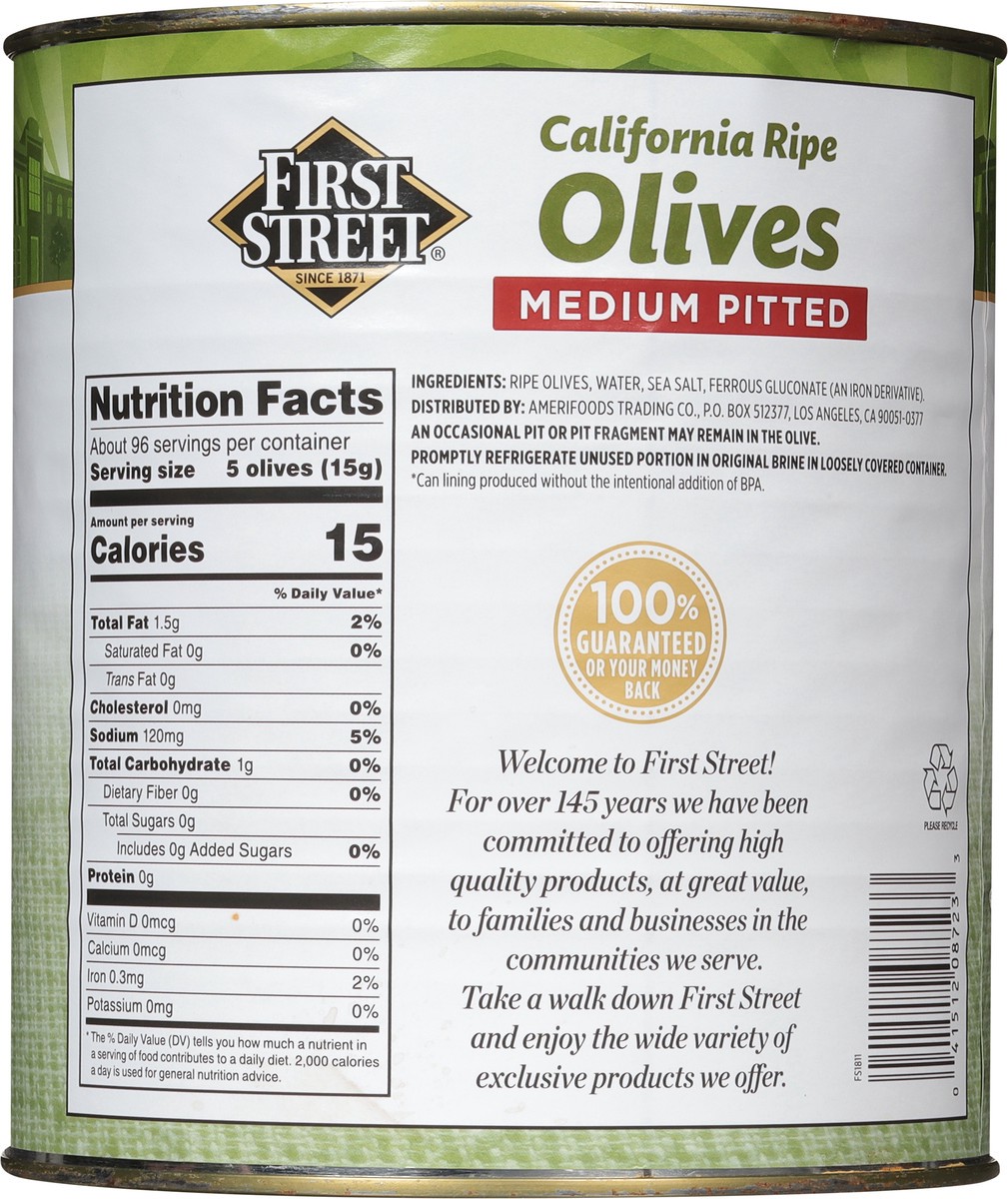 slide 5 of 13, First Street Pitted Ripe Olives Medium, 51 oz