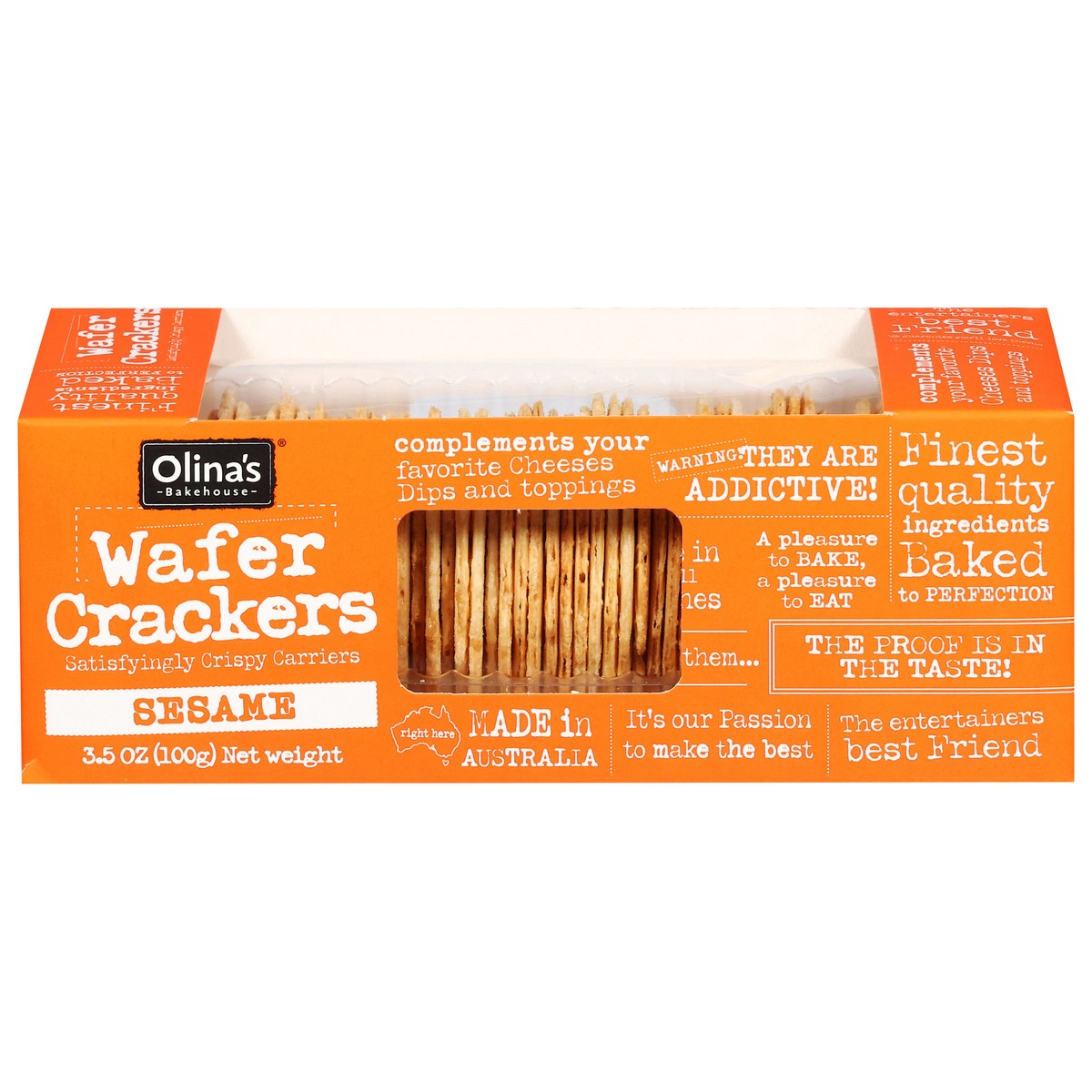 slide 1 of 9, Olina Bakehouse Sesame Wafer Crackers, 3.5 oz