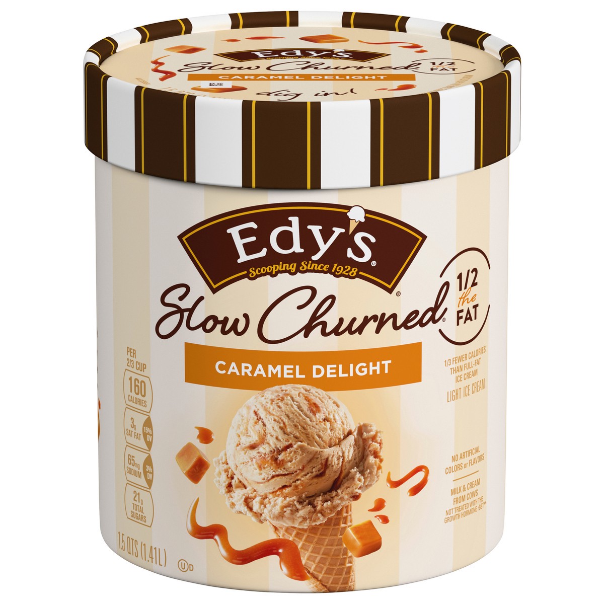 slide 1 of 5, Edy's Slow Churned Light Caramel Delight Ice Cream 1.5 qt, 1.5 qt