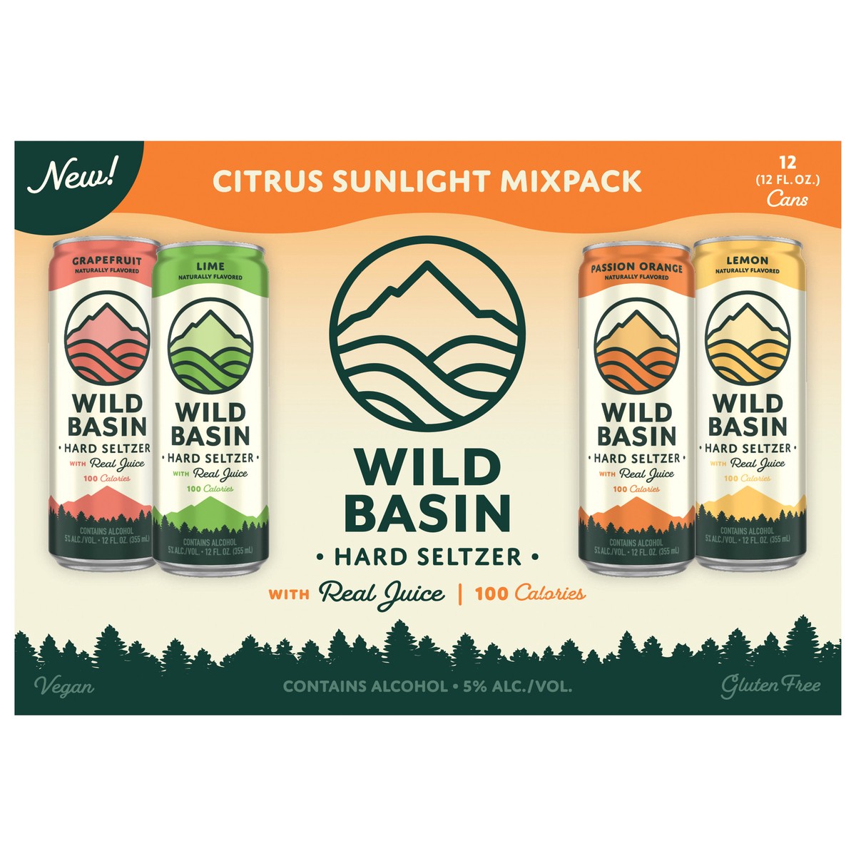 slide 1 of 8, Wild Basin Hard Seltzer Citrus Sunlight Mix Pack 12 Pack 12 fl oz Can, 12 ct