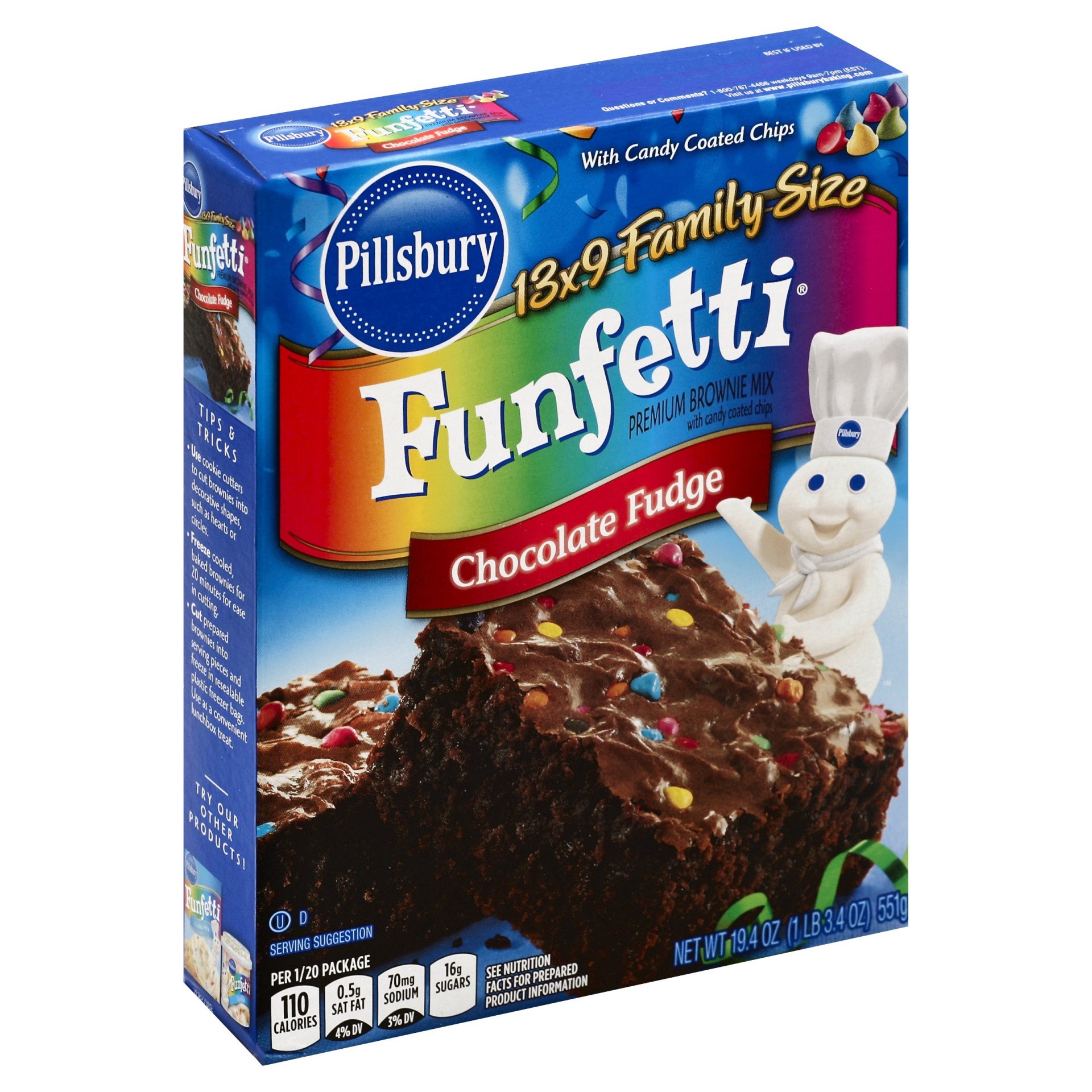 slide 1 of 3, Pillsbury Funfetti Fudge Brownie Mix, 19.4 oz