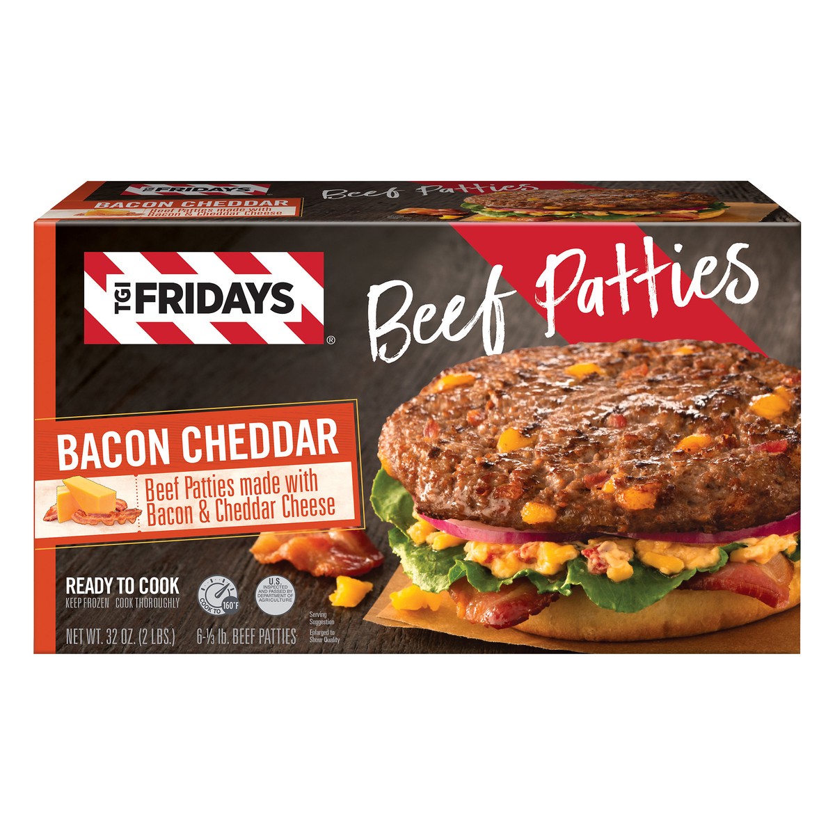 slide 5 of 7, T.G.I. Friday's Bacon Cheddar Beef Patties 6 ea, 6 ct