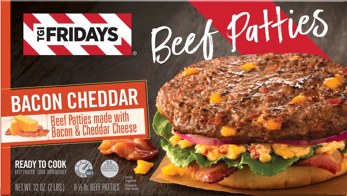 slide 6 of 7, T.G.I. Friday's Bacon Cheddar Beef Patties 6 ea, 6 ct