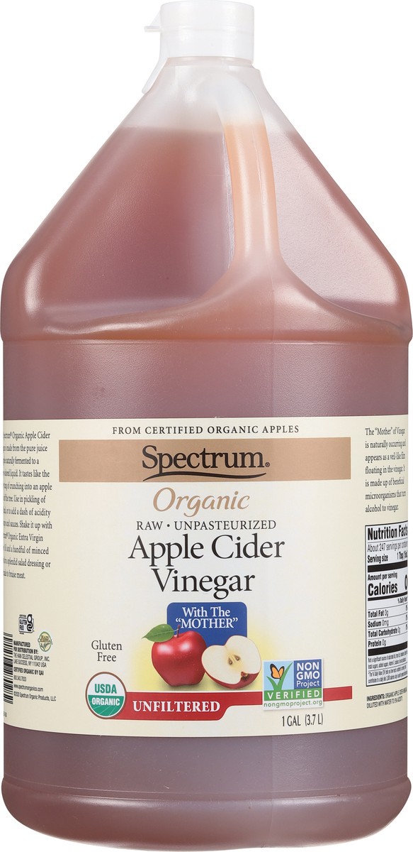 slide 2 of 13, Spectrum Raw Unpasteurized Unfiltered Organic Apple Cider Vinegar 1 gal, 1 gal