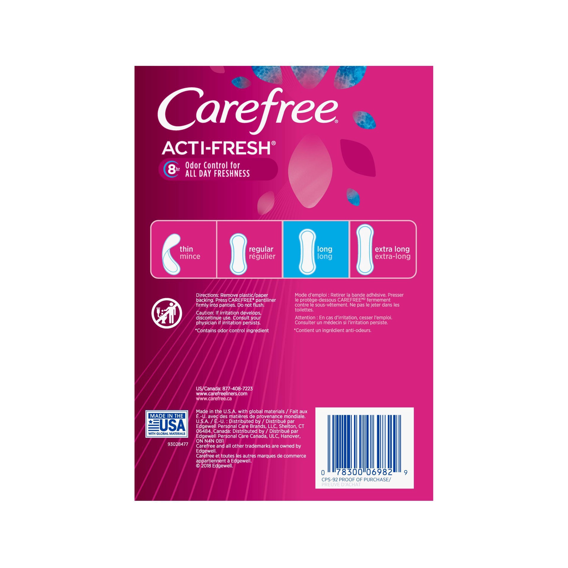 slide 4 of 11, Carefree Long Unwrapped Panty Liners Unscented, 92 ct