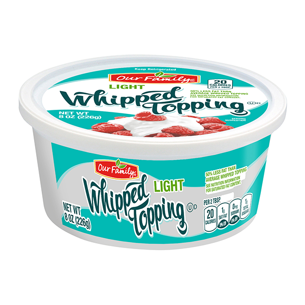 slide 1 of 1, Our Family Light Whipped Topping, 8 oz