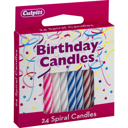 slide 2 of 8, Culpitt Assorted Birthday Spiral Candles, 24 ct