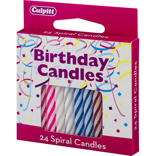 slide 3 of 8, Culpitt Assorted Birthday Spiral Candles, 24 ct