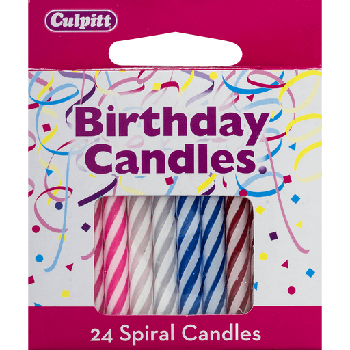slide 4 of 8, Culpitt Assorted Birthday Spiral Candles, 24 ct