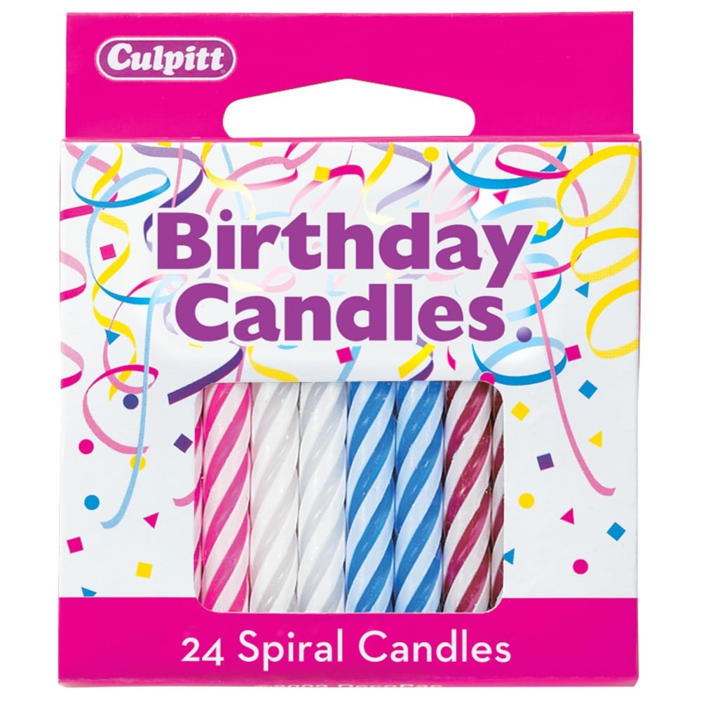 slide 1 of 8, Culpitt Assorted Birthday Spiral Candles, 24 ct