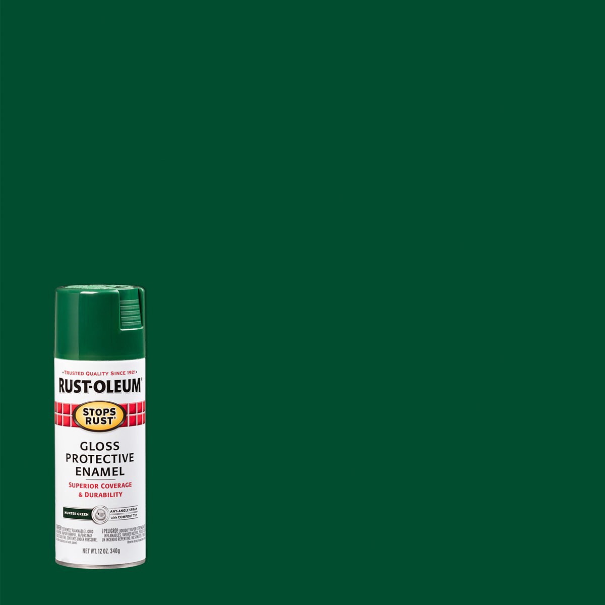 slide 1 of 6, Rust-Oleum Hunter Green Gloss Protective Enamel Spray, 12 oz