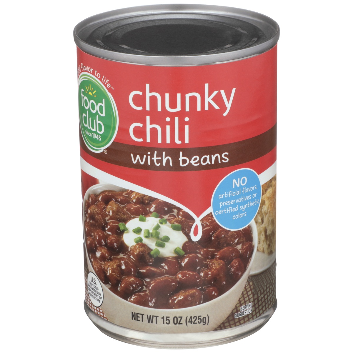 slide 3 of 10, Food Club Chunky Chili With Beans, 15 oz