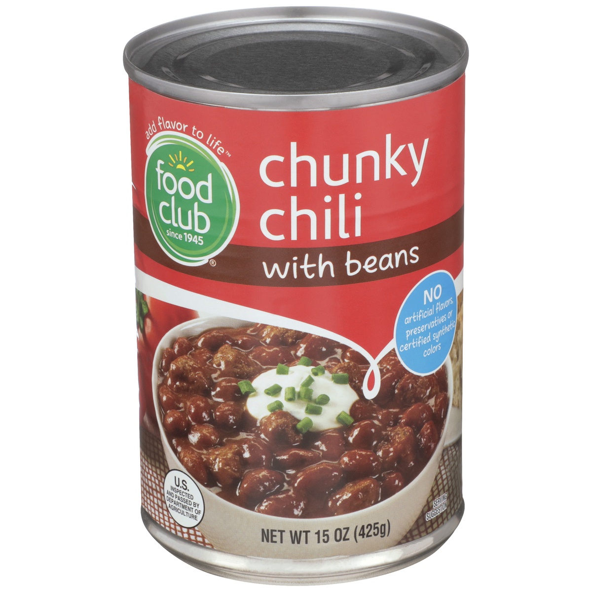slide 1 of 10, Food Club Chunky Chili With Beans, 15 oz