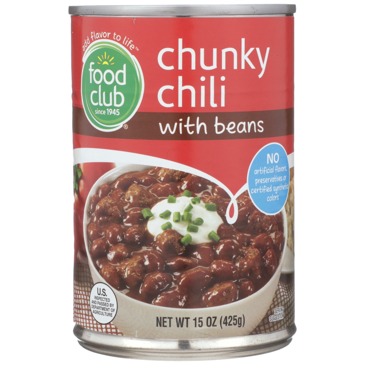 slide 9 of 10, Food Club Chunky Chili With Beans, 15 oz