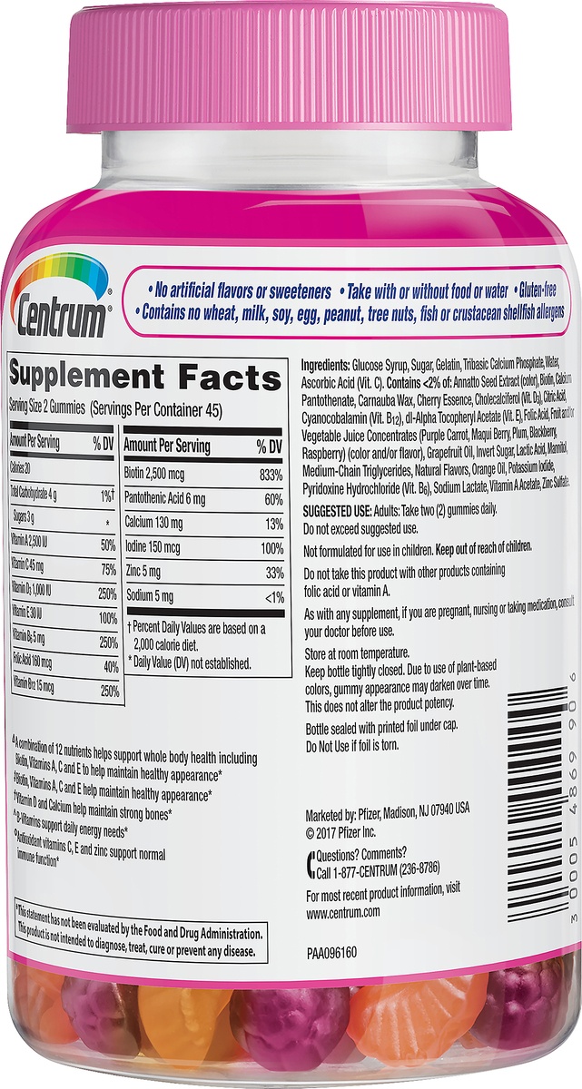 slide 6 of 6, Centrum Multi-Gummies Multi+Beauty, 90 ct