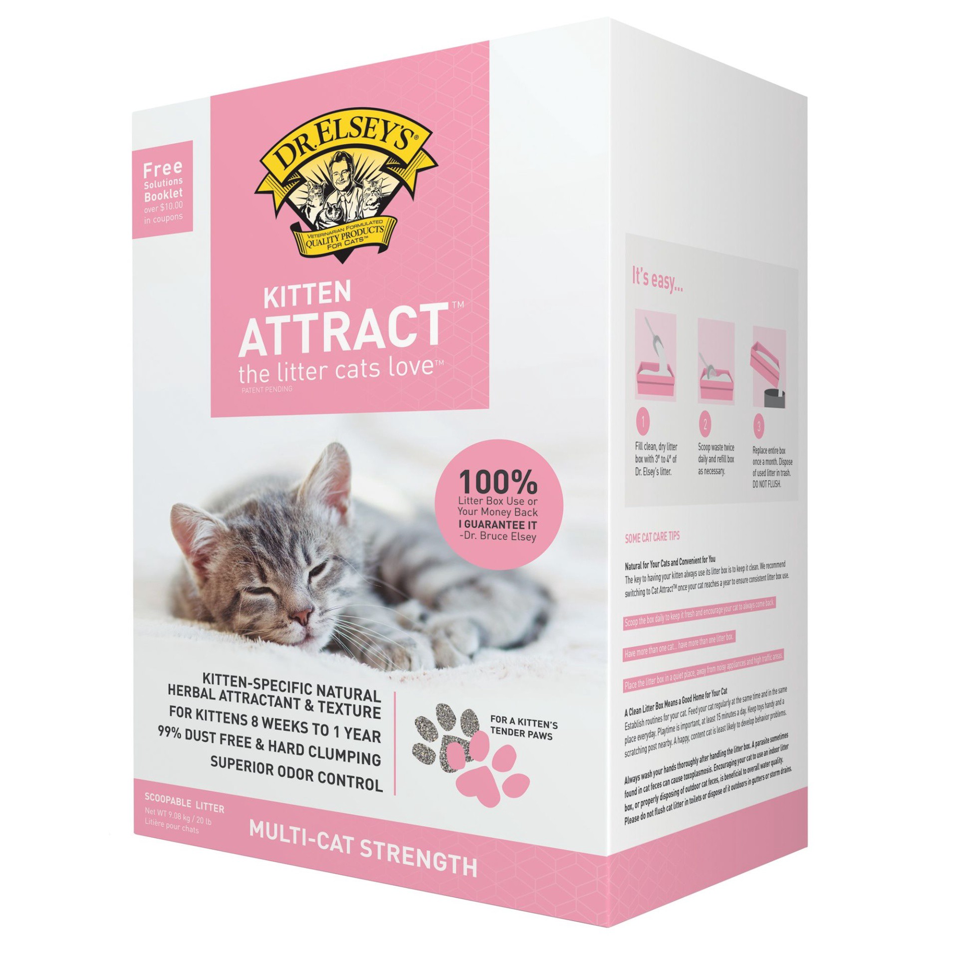 slide 1 of 1, Dr. Elsey's Kitten Attract Scoopable Cat Litter, 20 lb