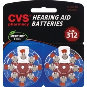 slide 1 of 1, CVS Health Hearing Aid Batteries Size 312, 16 ct