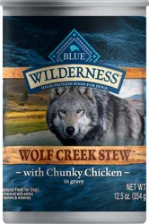 Blue Buffalo Wilderness Wolf Creek Stew High Protein, Natural Wet Dog Food, Chunky Chicken Stew in Gravy 12.5-oz Can