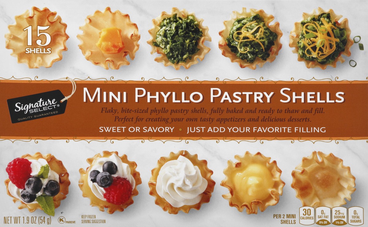 slide 12 of 13, Signature SELECT Pastry Shells Mini Phyllo 15 Count - 1.9 Oz, 15 ct