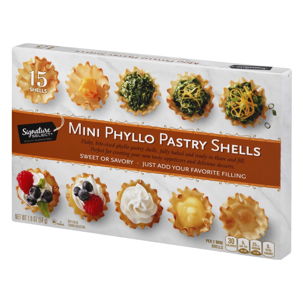 slide 10 of 13, Signature SELECT Pastry Shells Mini Phyllo 15 Count - 1.9 Oz, 15 ct