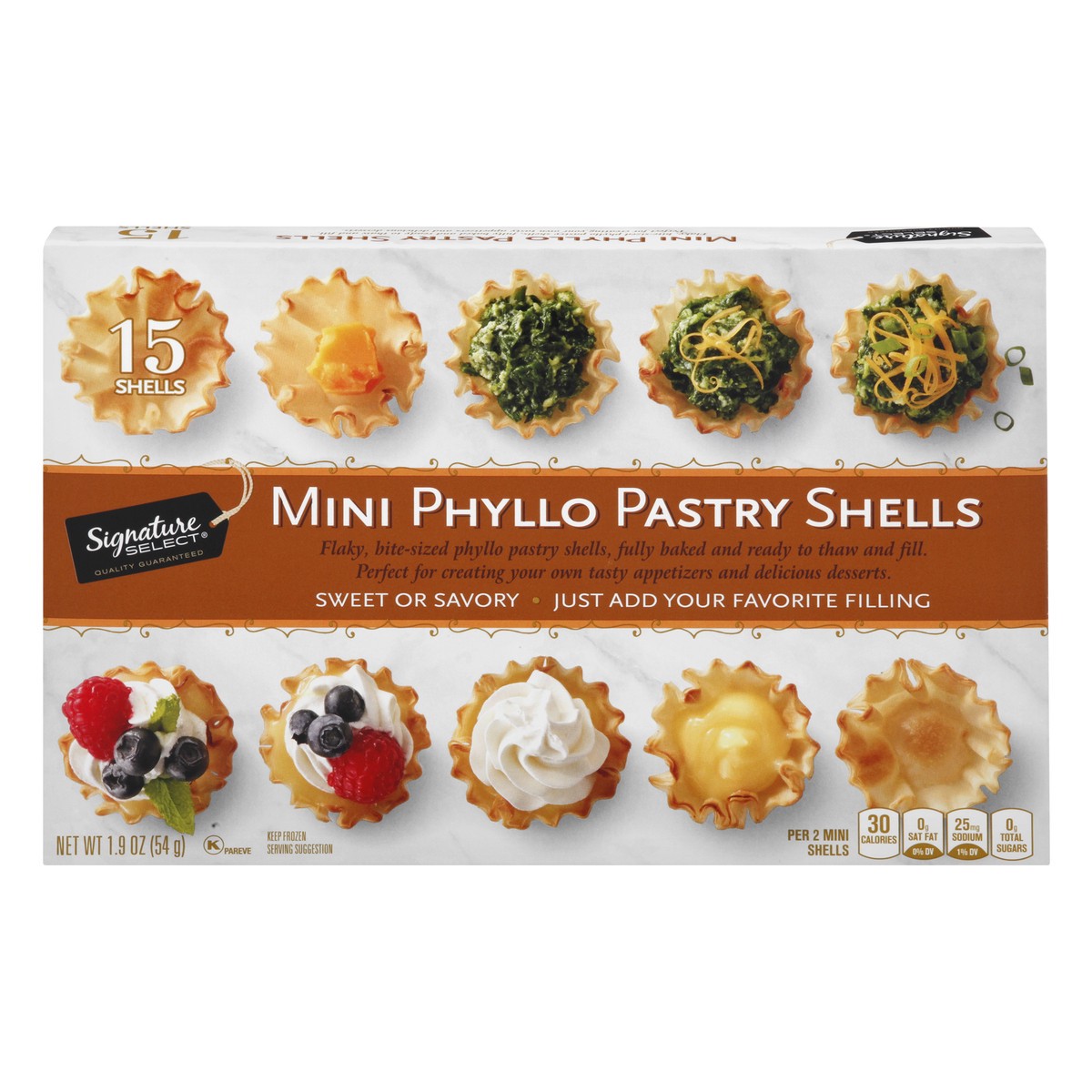 slide 1 of 13, Signature SELECT Pastry Shells Mini Phyllo 15 Count - 1.9 Oz, 15 ct