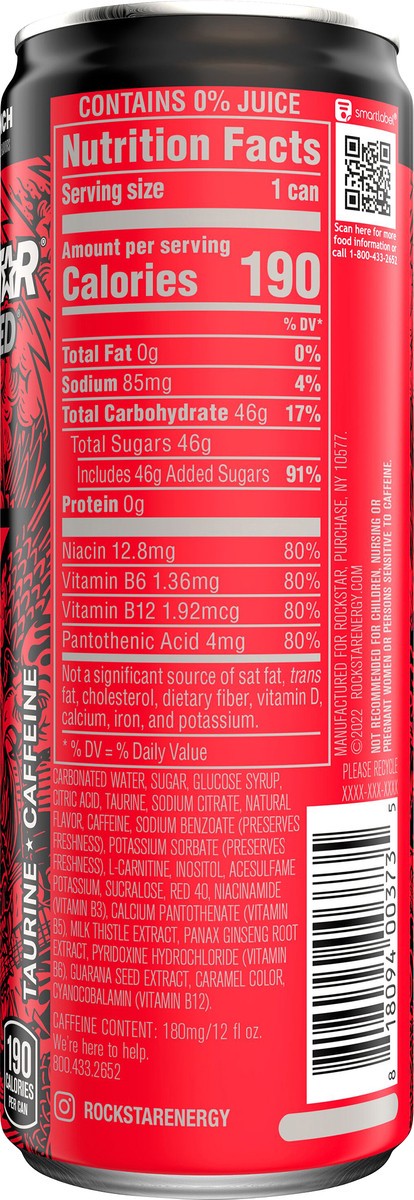 slide 5 of 10, Rockstar Punched Energy Drink Fruit Punch 12 Fl Oz Can, 12 fl oz