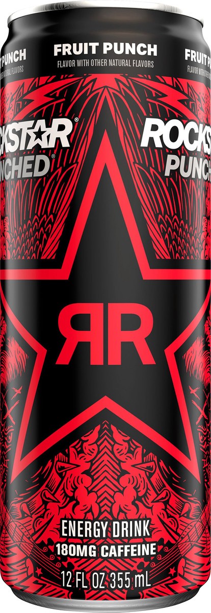 slide 4 of 10, Rockstar Punched Energy Drink Fruit Punch 12 Fl Oz Can, 12 fl oz