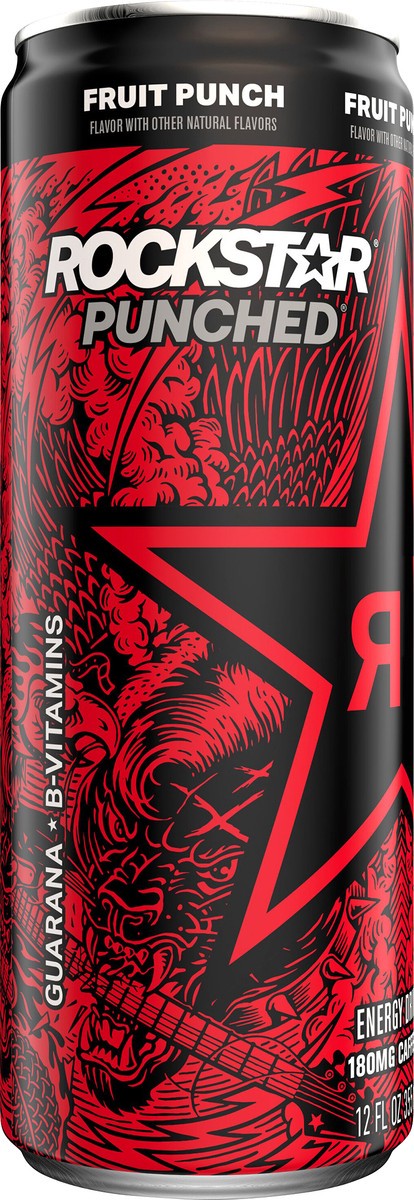 slide 3 of 10, Rockstar Punched Energy Drink Fruit Punch 12 Fl Oz Can, 12 fl oz