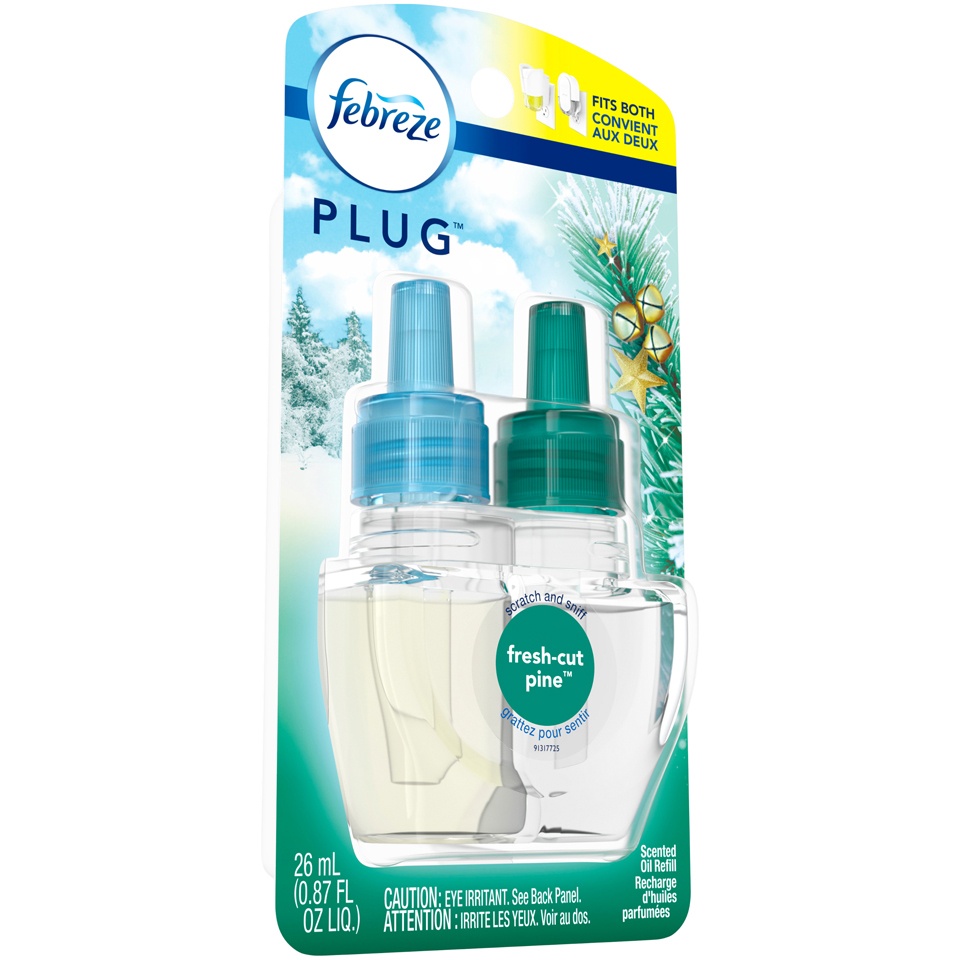 slide 2 of 2, Febreze Plug Air Freshener Scented Oil Refill, Fresh-Cut Pine, 1 ct