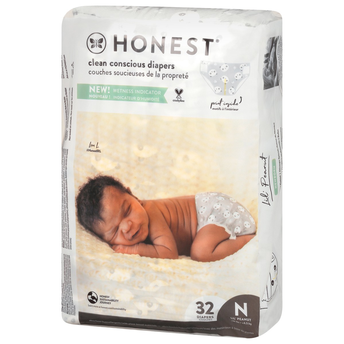 slide 3 of 9, Honest Pandas Lil' Peanut Newborn (Less than 10 lbs) Diapers 32 ea, 32 ct