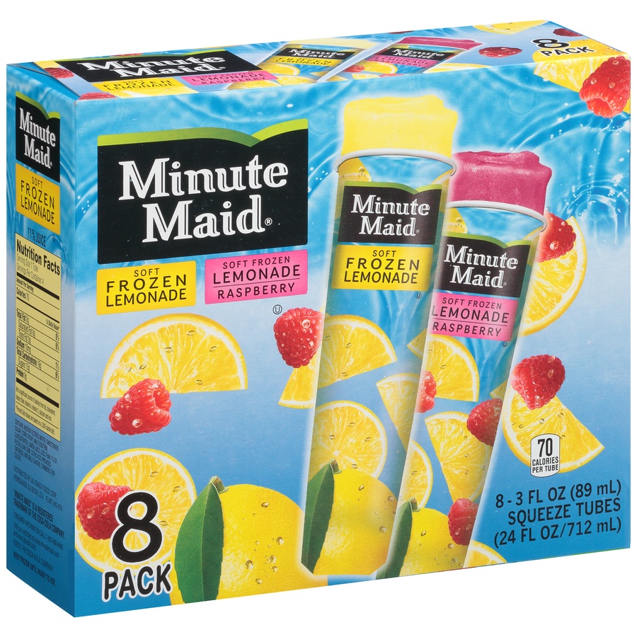 slide 2 of 8, Minute Maid Soft Frozen Lemonade/Lemonade Raspberry Squeeze Tubes, 8 ct; 3 fl oz