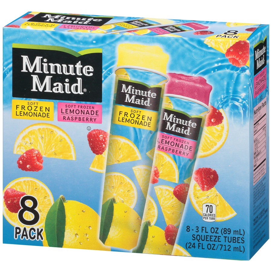 slide 3 of 8, Minute Maid Lemonade/Raspberry Lemonade Squeeze Tubes 8 - 3 fl oz Tubes, 8 ct