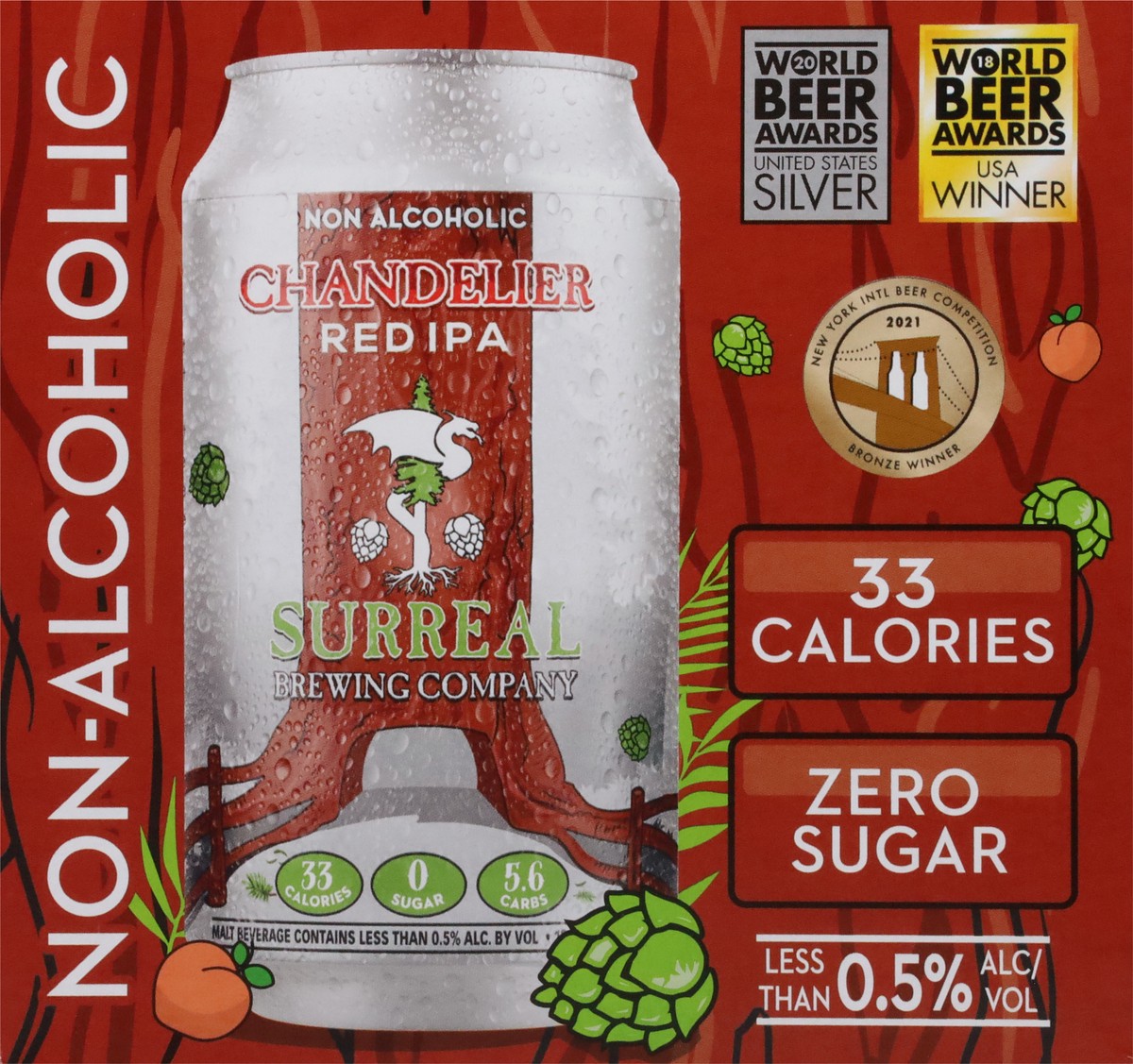slide 10 of 13, Surreal Brewing Company Red IPA Non Alcoholic Chandelier Beer 4 - 12 oz Cans, 4 ct; 12 oz