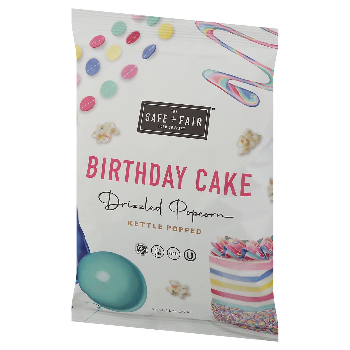 slide 9 of 9, The Safe + Fair Food Company Kettle Popped Birthday Cake Drizzled Popcorn 7.5 oz, 7.5 oz