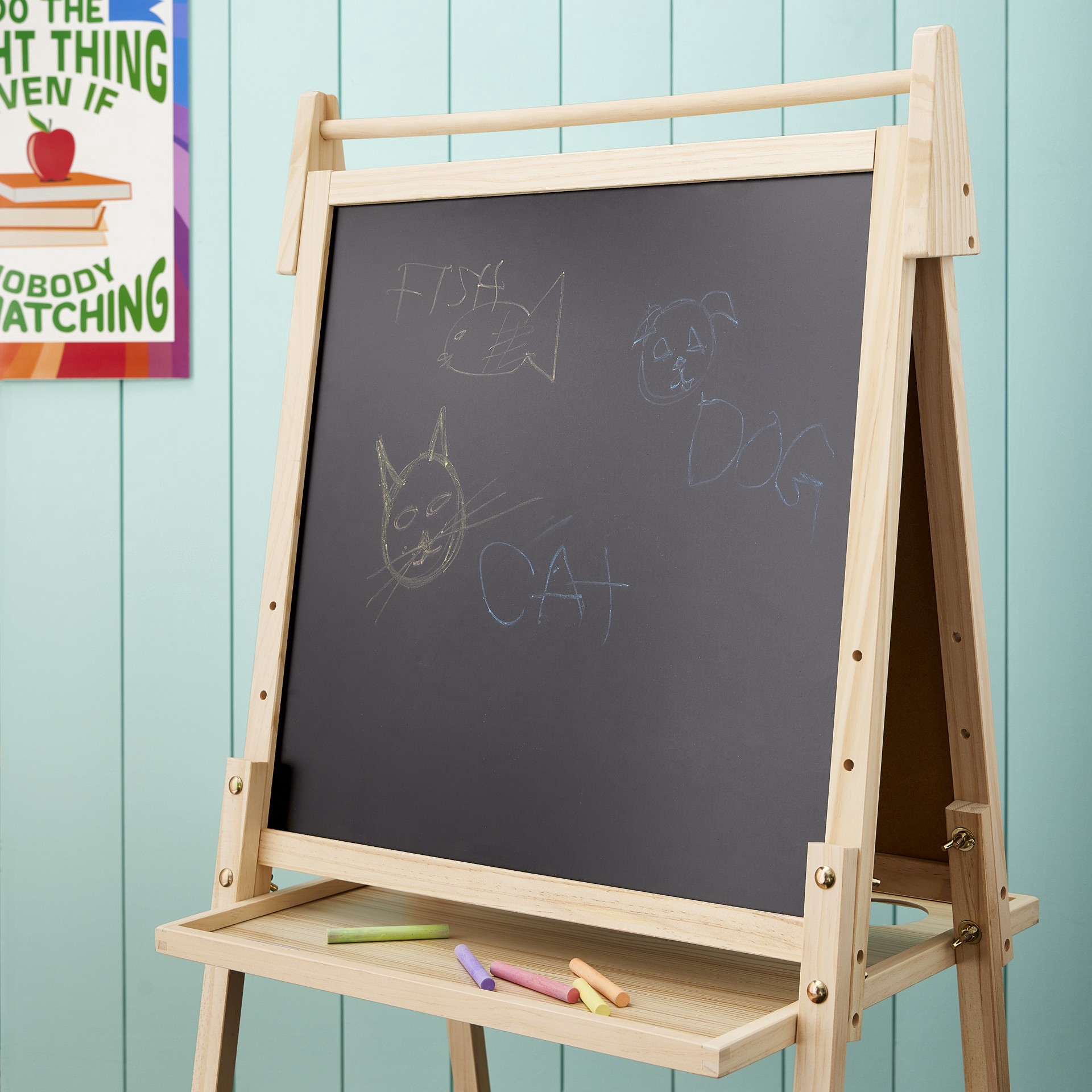 slide 2 of 6, Creatology 22" Chalkboard & White Erase Board Floor Easel, 20 in x 21.8 in x 2.65 in