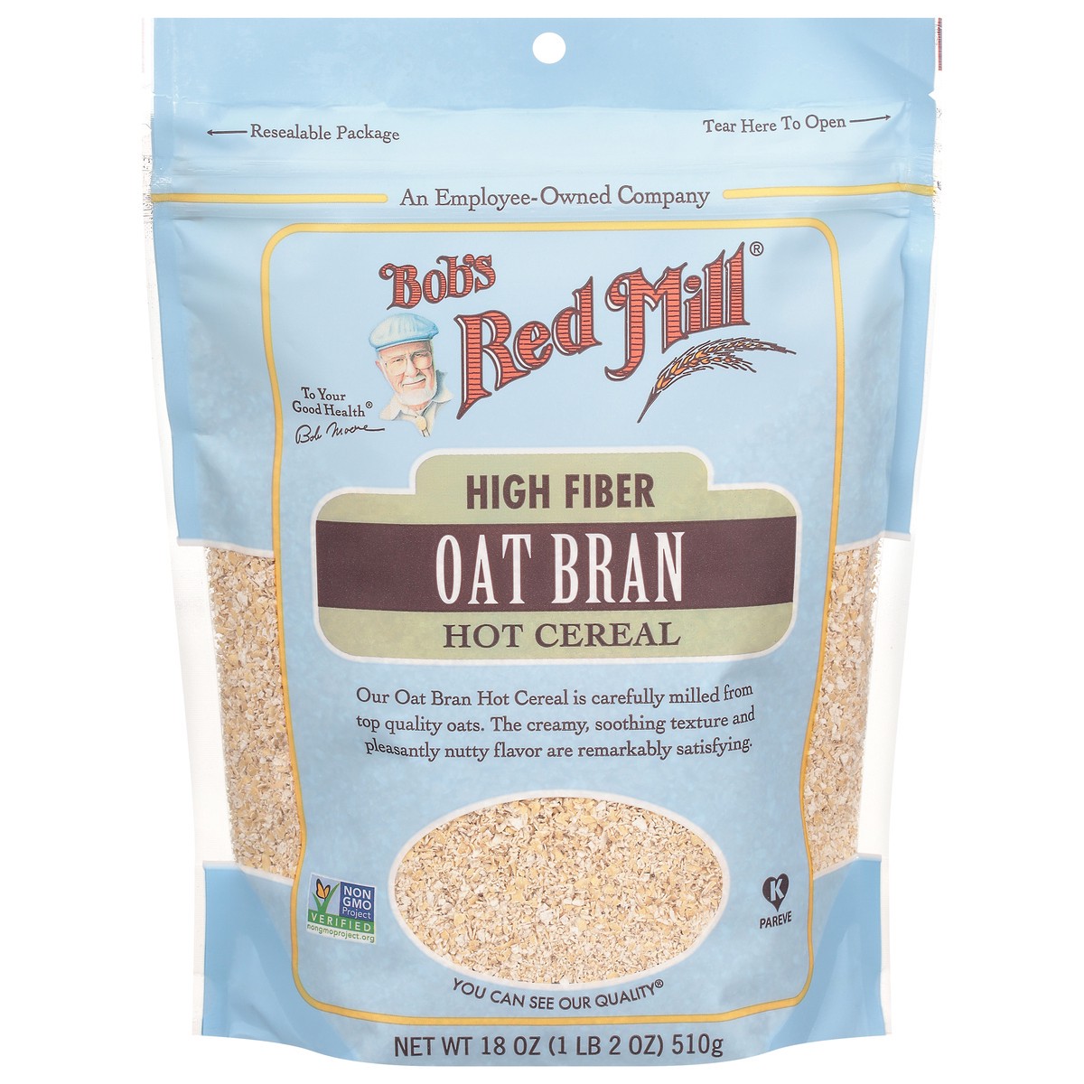 slide 1 of 9, Bob's Red Mill High Fiber Oat Bran Hot Cereal 18 oz, 18 oz