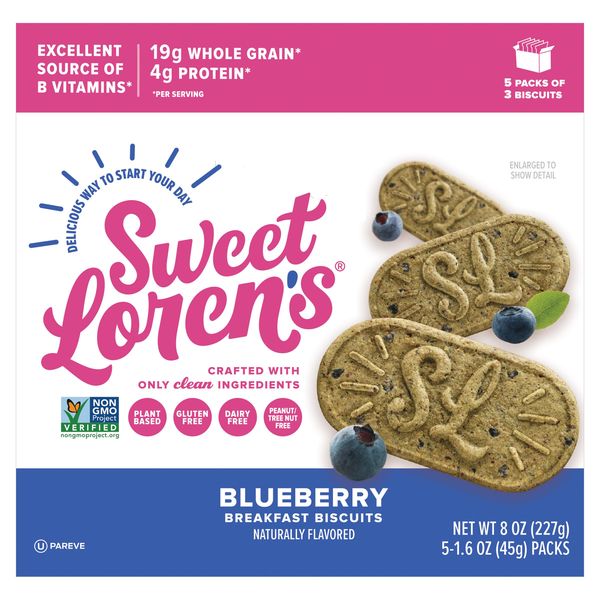 slide 1 of 6, Sweet Loren's Gluten Free Vegan Blueberry Breakfast Biscuits, 8oz, 5 ct