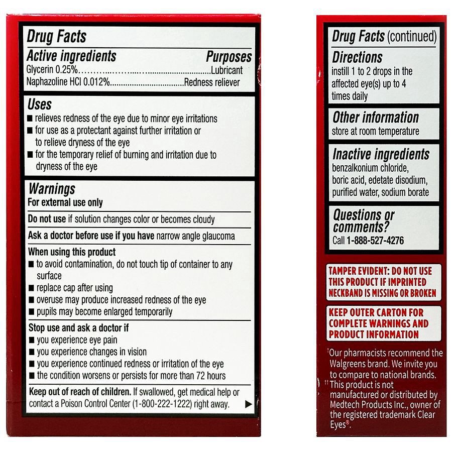 slide 2 of 3, Walgreens Redness Relief Eye Drops, 0.5 fl oz