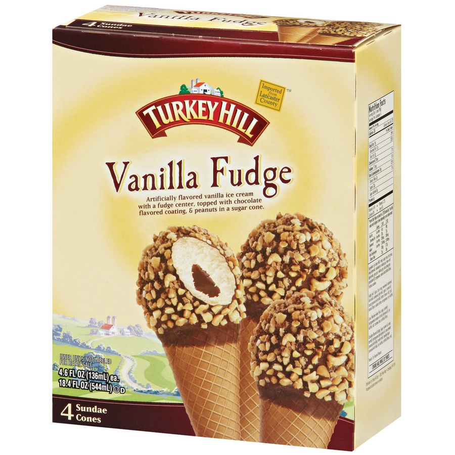 slide 3 of 3, Turkey Hill Sundae Cone Vanilla Fudge, 18.4 fl oz