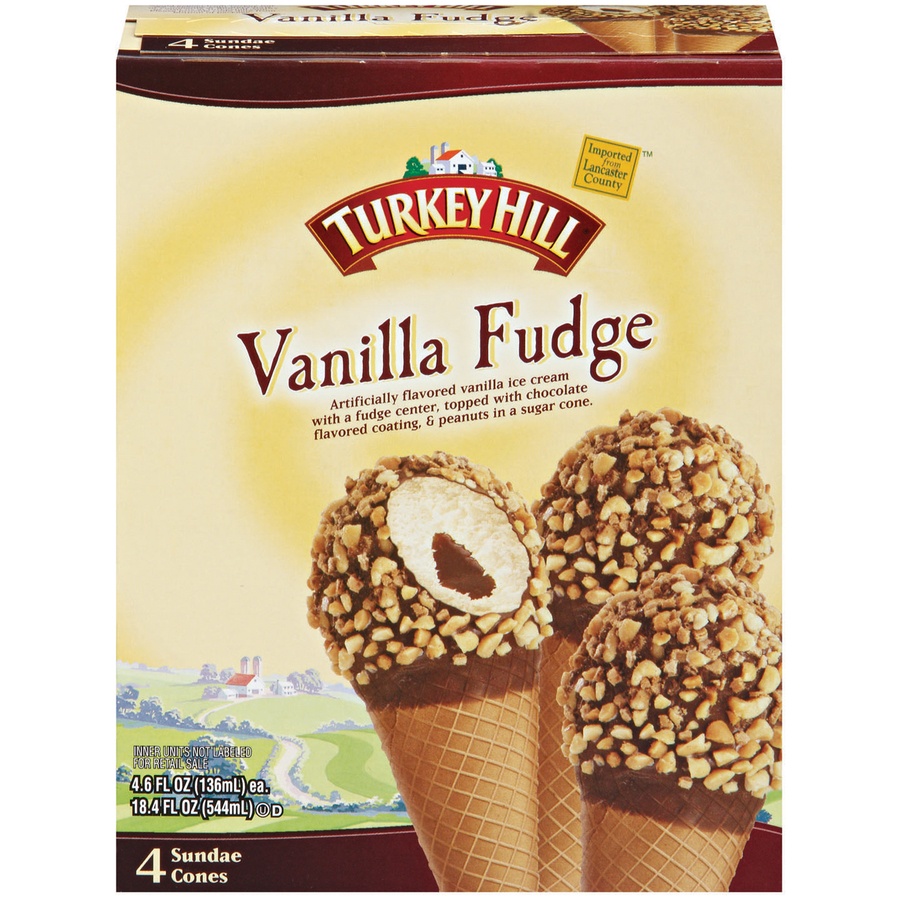 slide 1 of 3, Turkey Hill Sundae Cone Vanilla Fudge, 18.4 fl oz