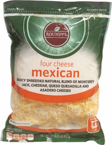 slide 1 of 1, Roundy's Roundys Fancy Shredded Four Cheese Mexican, 2 lb