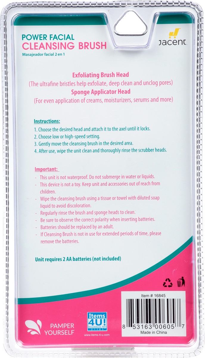 slide 2 of 12, Jacent 2 in 1 Power Facial Cleansing Brush 1 ea, 1 ct