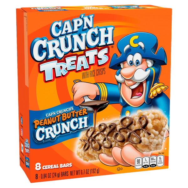 slide 1 of 1, Cap'n Crunch's Treat With Rice Crisps Cereal Bars Peanut Butter Flavor 0.8 Oz 8 Count, 8 ct