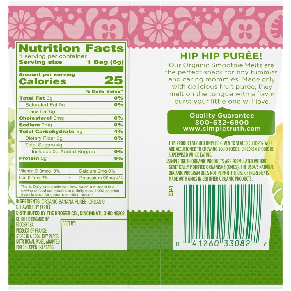 slide 2 of 4, Simple Truth Organic Freeze-Dried Banana & Strawberry Smoothie Melts, 0.21 oz