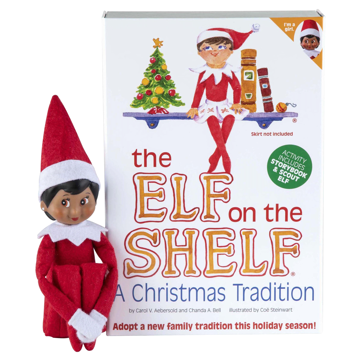 slide 1 of 9, The Elf on the Shelf Elf On The Shelf A Christmas Tradition Book & Brown Eyed Girl Scout Elf, 2 ct