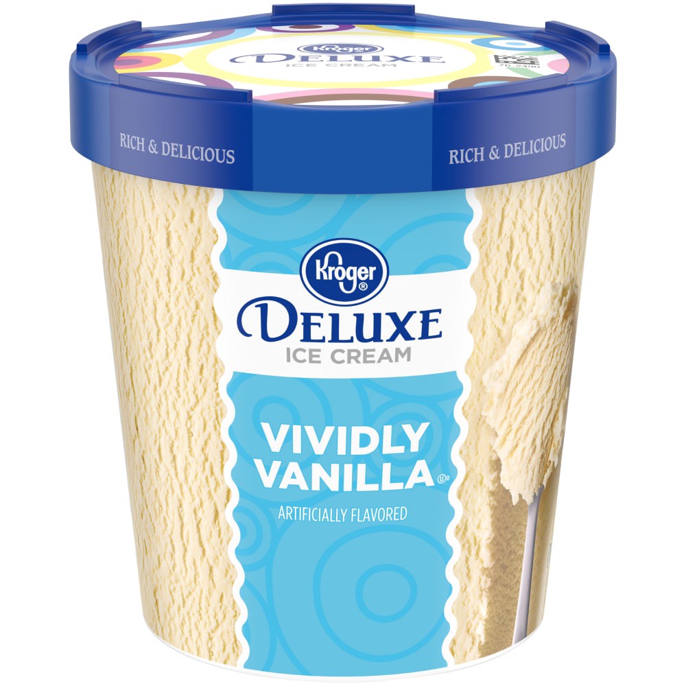 slide 1 of 6, Kroger Deluxe Vividly Vanilla Ice Cream, 16 fl oz