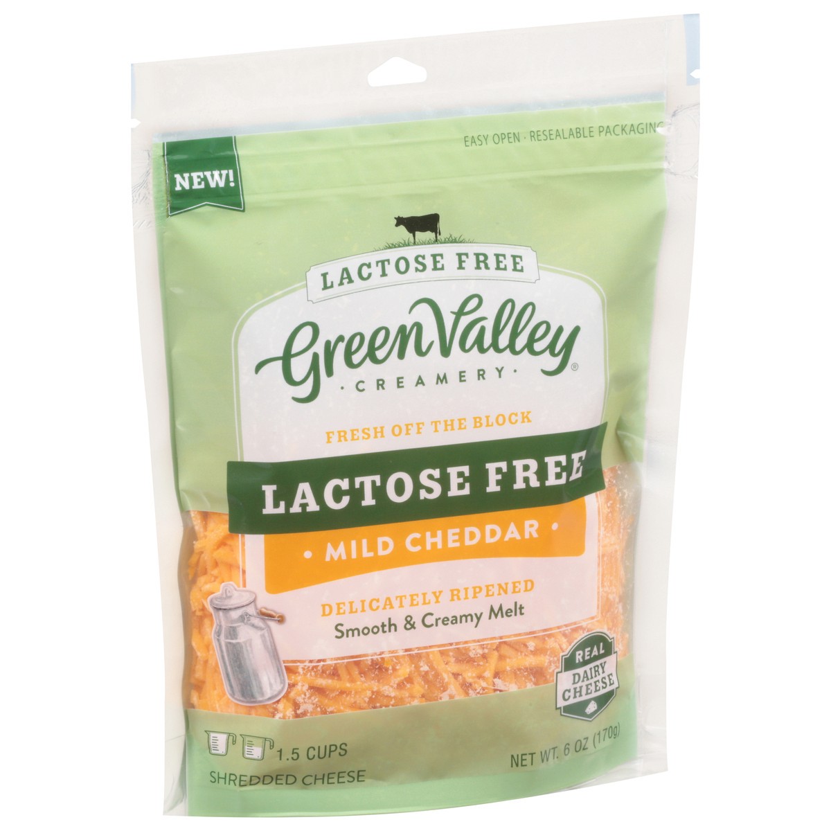 slide 13 of 13, Green Valley Creamery Lactose Free Mild Cheddar Shredded Cheese 6 oz, 1 ct