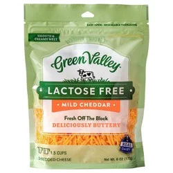 Green Valley Organics Organics Creamery Lactose Free Mild Cheddar Shredded Cheese 6 oz