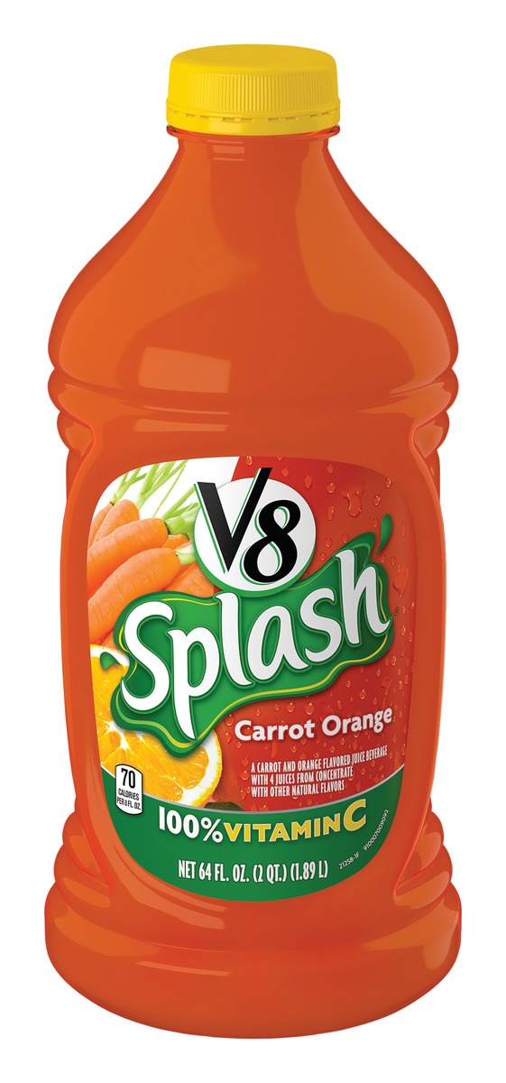 slide 1 of 1, V8 Splash Carrot Orange Juice Drink Single Bottle, 64 oz